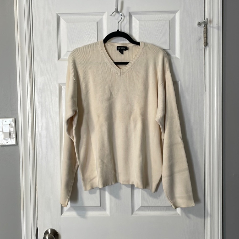 Jcrew beige/white knit sweater XL vintage